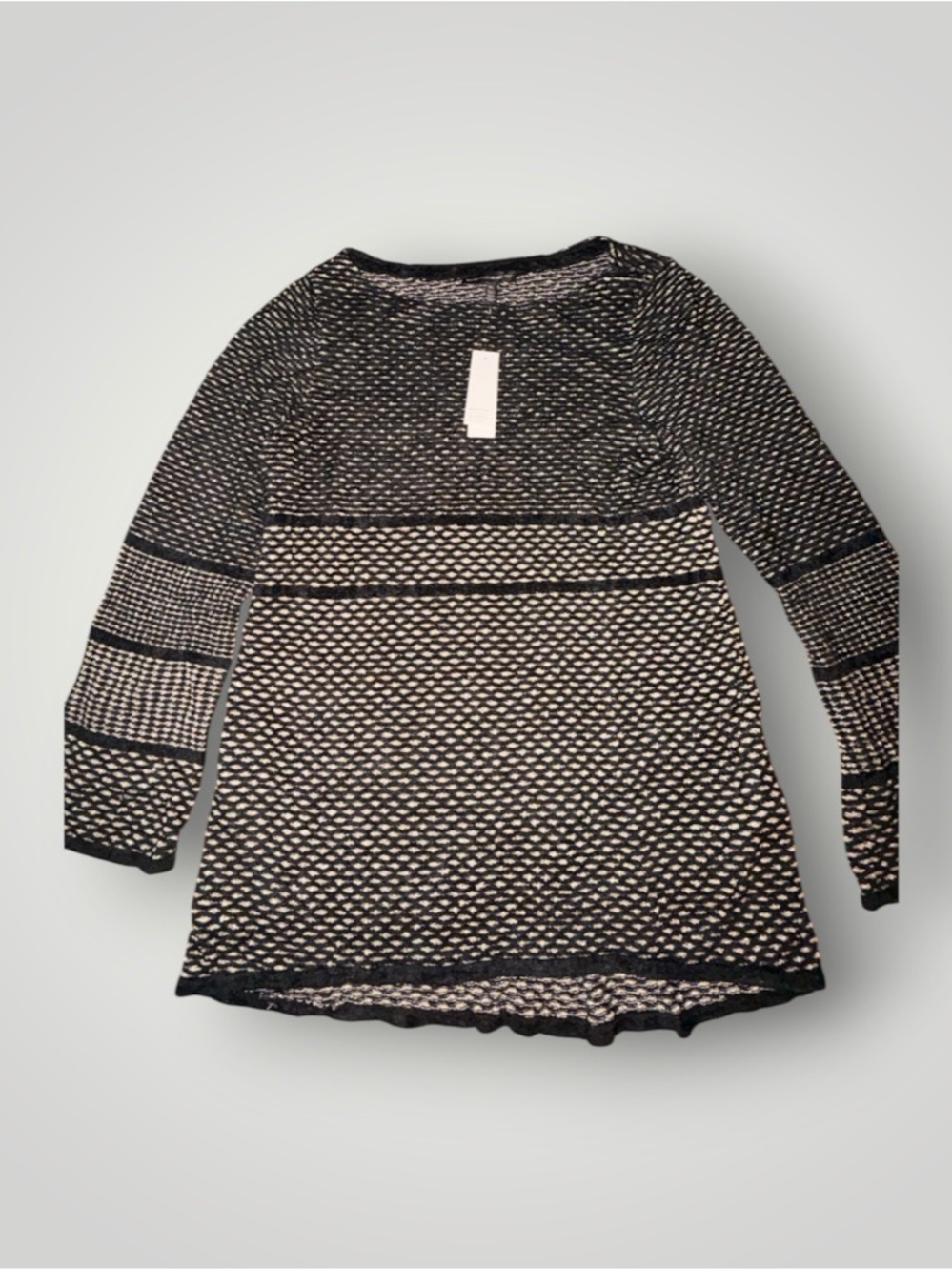 White House Black Market Open Stitch Sweater Black & White XL NWT